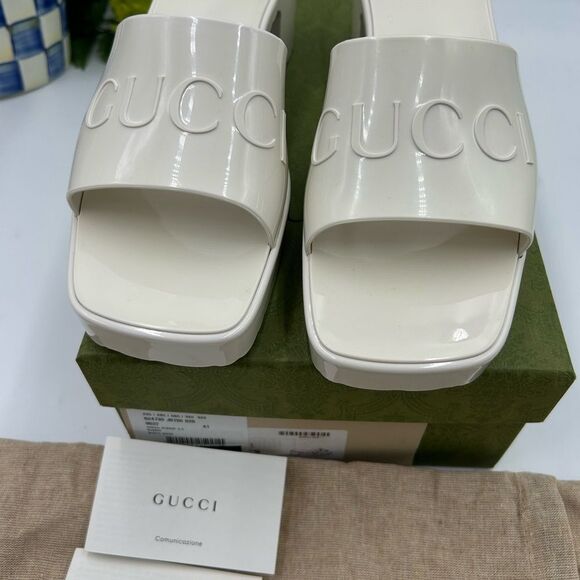 Women’s Gucci, rubber block, low heel slides, size 41 made in Italy - Picture 8 of 11